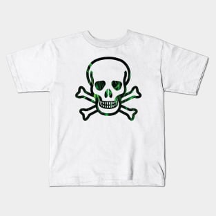 evil green skull flames Kids T-Shirt